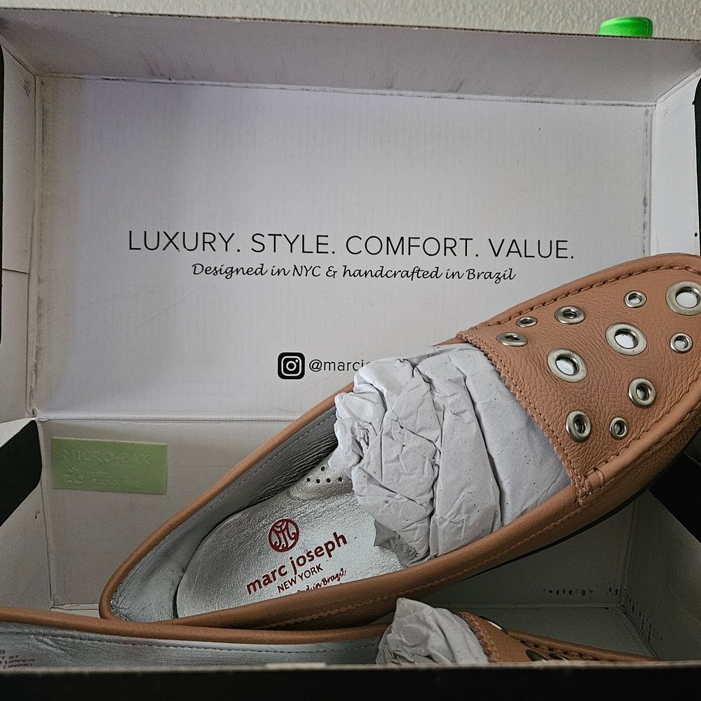 Marc Joseph Rose Flat Leather Loafers. New.